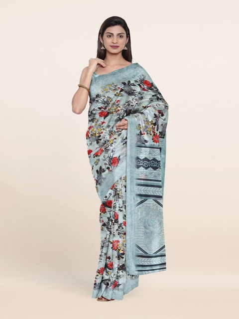 

Pothys Blue & Orange Floral Saree