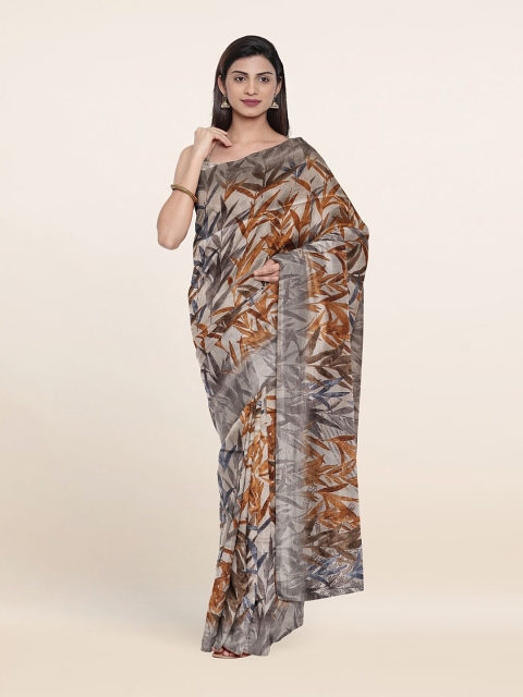 

Pothys Grey & Brown Printed Saree