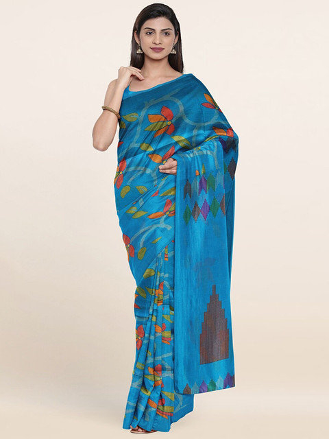 

Pothys Blue & Red Floral Printed Saree