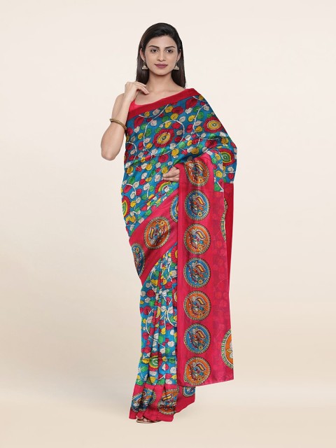 

Pothys Pink & Blue Ethnic Motifs Printed Saree