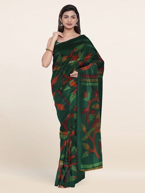 

Pothys Green & Red Floral Printed Saree