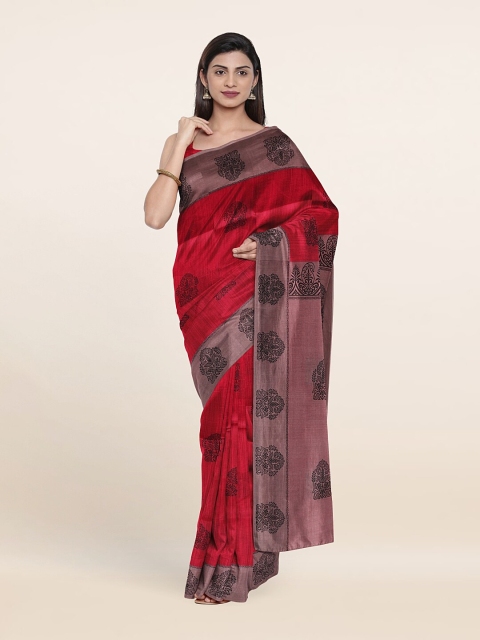 

Pothys Lavender & Red Ethnic Motifs Saree