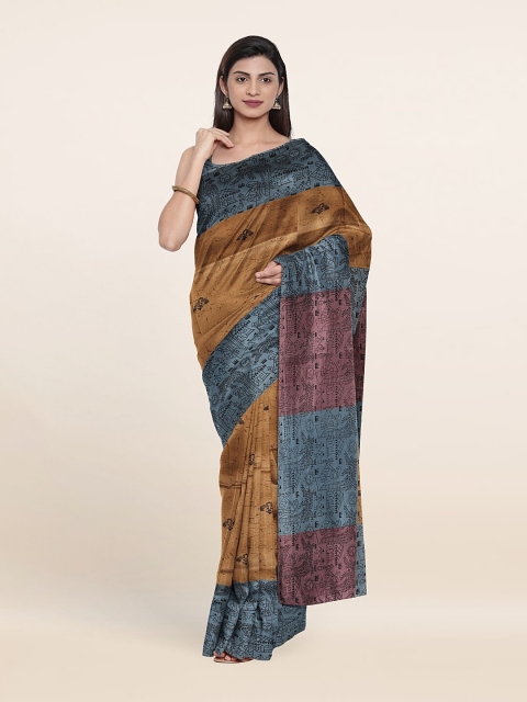 

Pothys Brown & Grey Ethnic Motifs Saree
