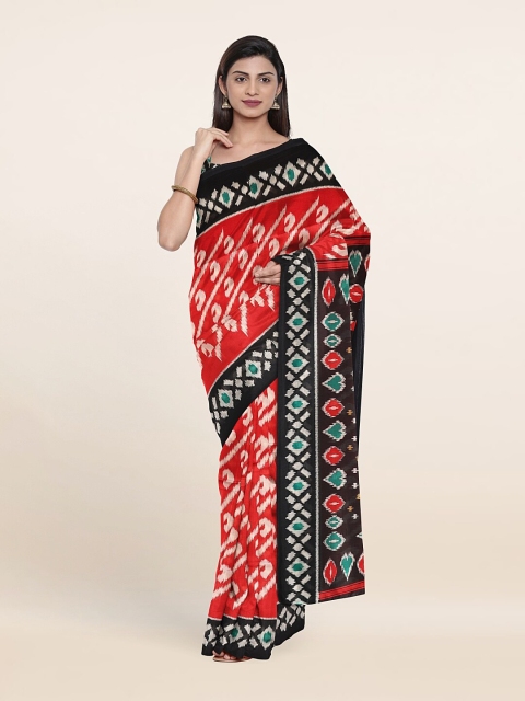 

Pothys Red & Green Ethnic Motifs Saree