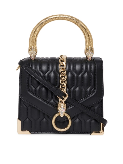

ALDO Women Black Textured Structured Handheld Bag