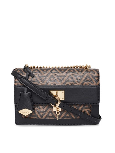 

ALDO Brown & Black Printed Structured Sling Bag