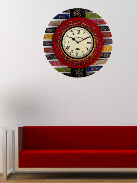 

RANDOM Multicoloured Rajasthani Art 45.72 cm Analogue Wall Clock, Multi