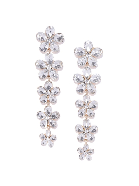 

YouBella Gold-Plated & Stone-Studded Floral Drop Earrings