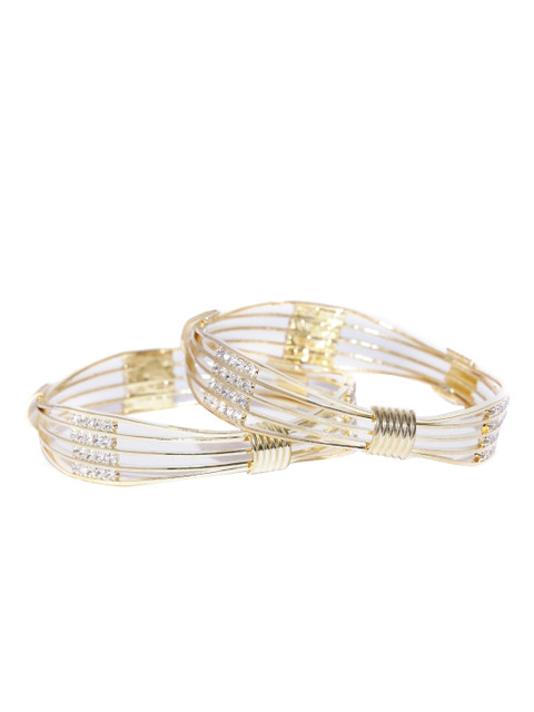

YouBella Set Of 2 Gold-Plated White Stone-Studded Bangles