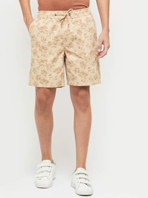 

max Men Khaki Printed Cotton Shorts