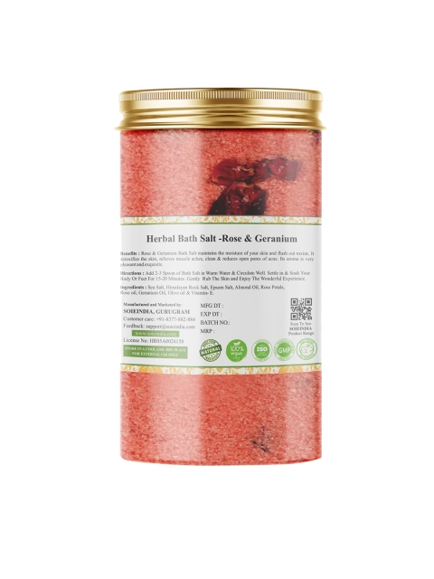 

SOIE INDIA Rose & Geranium Bath Salt - 900g, Pink