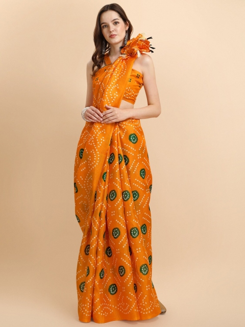 

Sangria Mustard Bandhani Saree