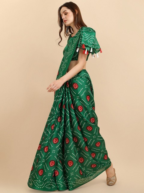 

Sangria Women Green Bandhani Print Saree