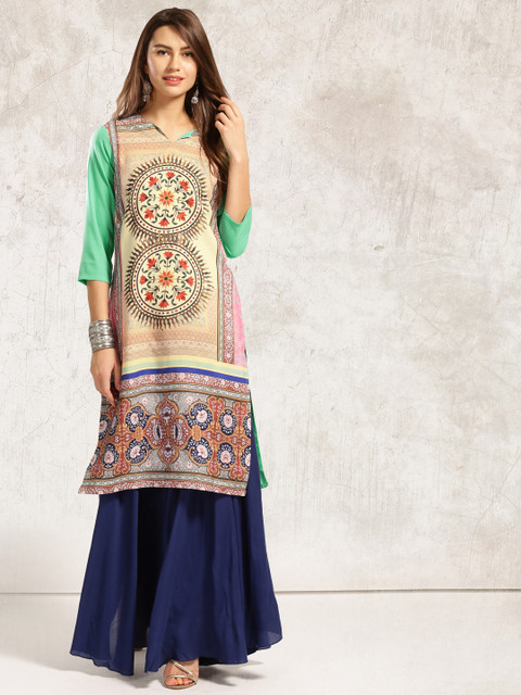 

Anouk Multicoloured Printed A-Line Kurta, Multi