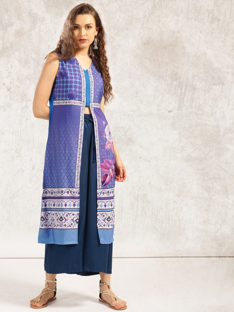 

Anouk Women Blue & Purple Printed A-Line Kurta
