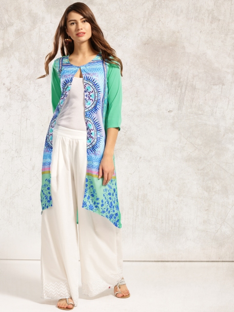 

Anouk Blue & Green Printed Longline Shrug