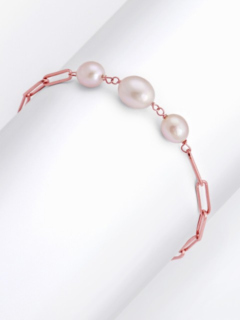 

GIVA Women Rose Gold Sterling Silver Pearls Rose Gold-Plated Cuff Bracelet
