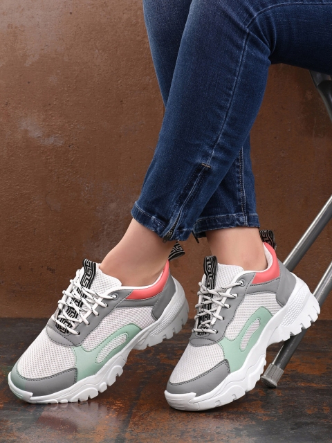 

Mactree Women White Colourblocked Sneakers