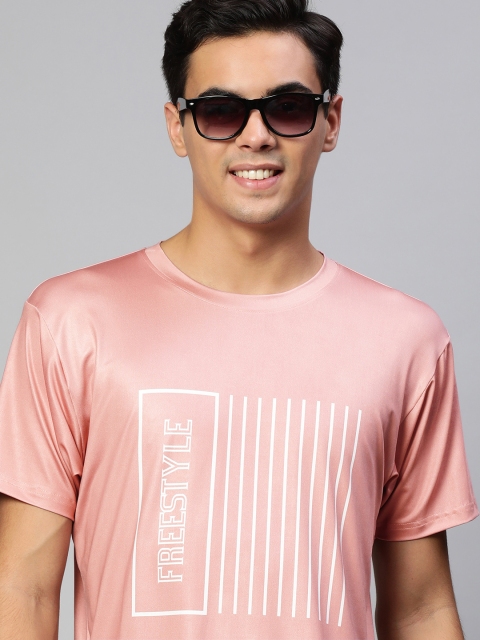 

mezmoda Men Pink Printed Dry-Fit T-shirt