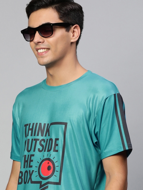

mezmoda Men Blue & Black Typography Printed Dry-Fit T-shirt