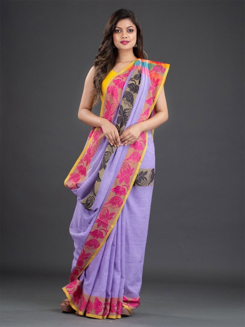 

Arhi Lavender Floral Woven Design Pure Cotton Saree