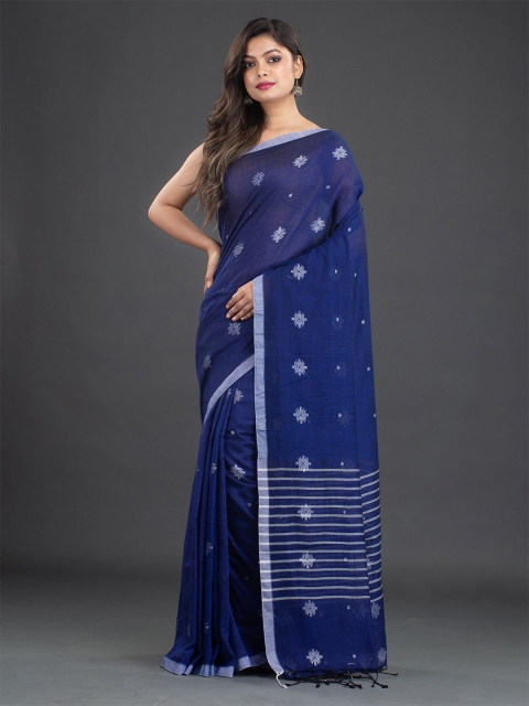 

Arhi Blue & White Floral Pure Cotton Saree