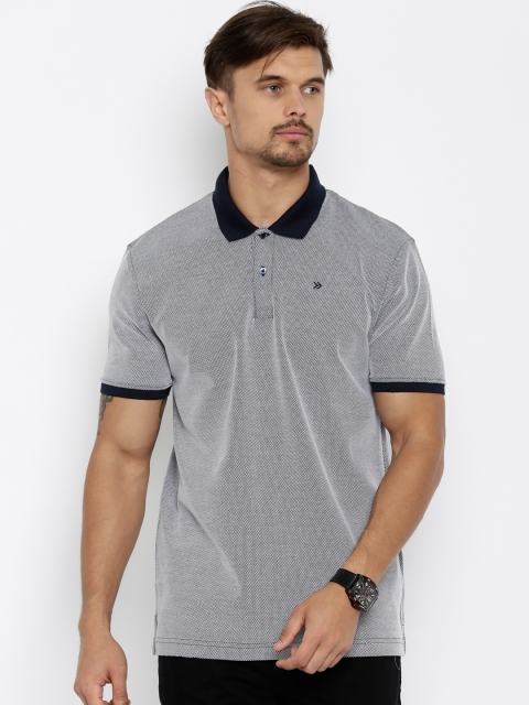 

CODE by Lifestyle Men Navy Blue Self-Design Polo T-shirt