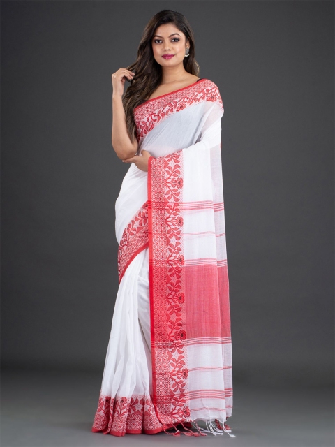 

Arhi White & Red Pure Cotton Saree