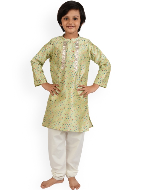 

frangipani Boys Multicoloured Floral Printed Pure Cotton Kurti with Pyjamas, Multi