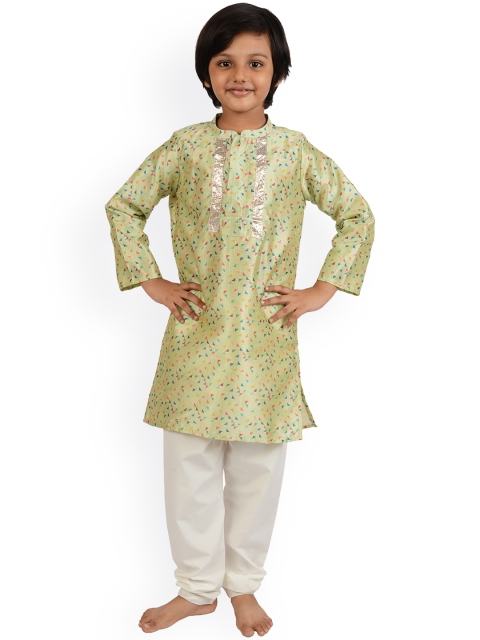 

frangipani Boys Multicoloured Floral Printed Pure Cotton Kurti with Pyjamas, Multi