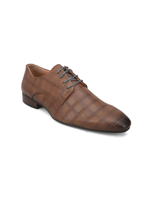 

Alberto Torresi Men Tan Brown Textured Formal Derbys