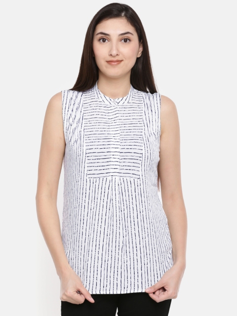 

Wills Lifestyle Women White Striped Top
