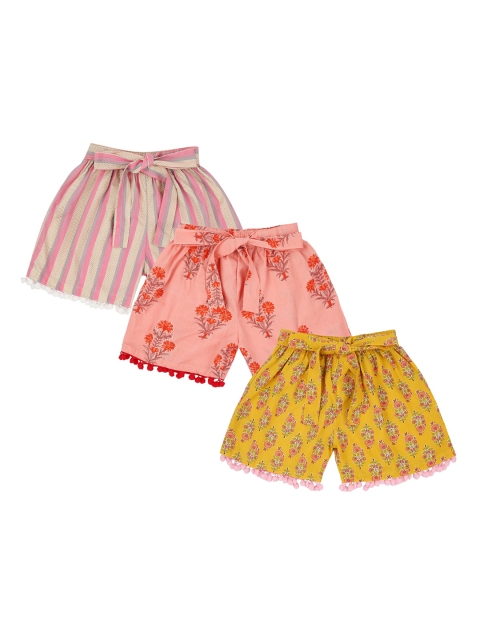 

K&U Girls Multicoloured Floral Printed Shorts, Multi