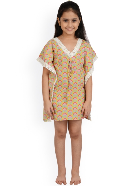 

Frangipani Girls Beige & Pink Printed Cover-Up Dress