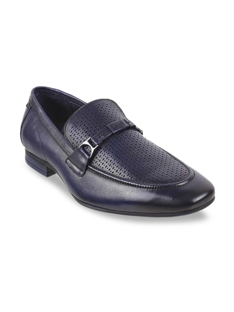 

DAVINCHI Men Blue Solid Leather Formal Slip-On Shoes