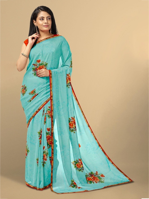 

Kalamandir Blue & Red Floral Silk Blend Saree