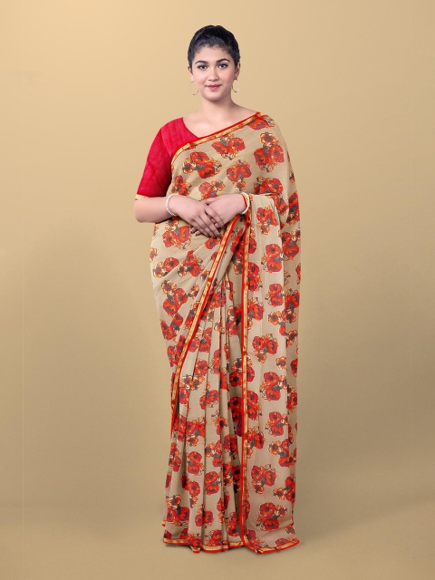 

Kalamandir Brown & Red Floral Silk Blend Saree