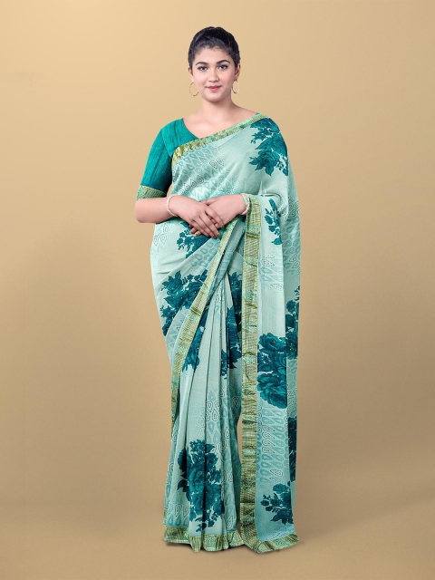 

Kalamandir Sea Green & Blue Floral Saree