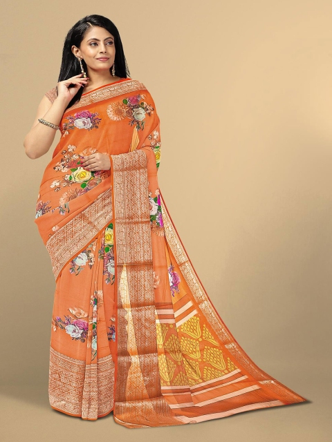 

Kalamandir Orange & Pink Floral Saree