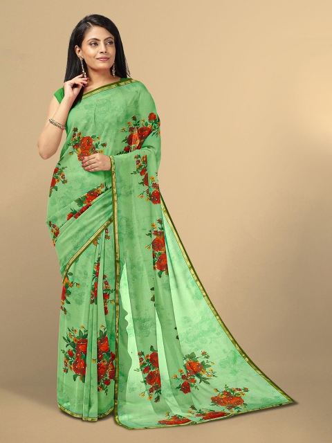 

Kalamandir Green & Red Floral Pure Georgette Saree