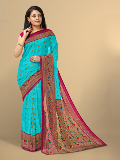 

Kalamandir Blue & Purple Pure Linen Saree