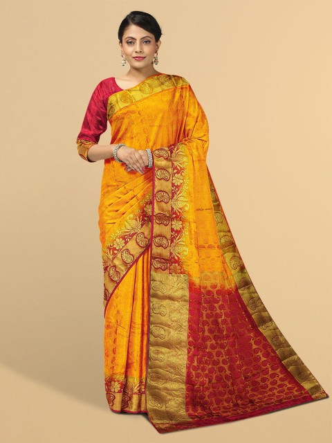 

Kalamandir Mustard & Pink Paisley Pashmina Saree