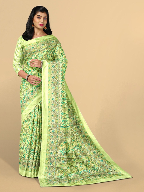 

Kalamandir Green & Blue Floral Crepe Saree