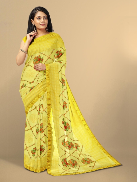 

Kalamandir Yellow & Red Floral Silk Blend Saree