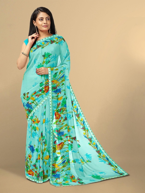 

Kalamandir Sea Green & Yellow Floral Zari Saree