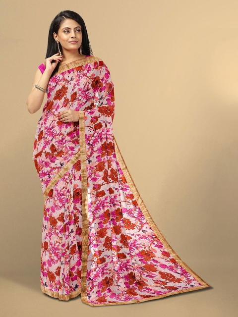 

Kalamandir Pink & Red Floral Zari Pure Georgette Saree