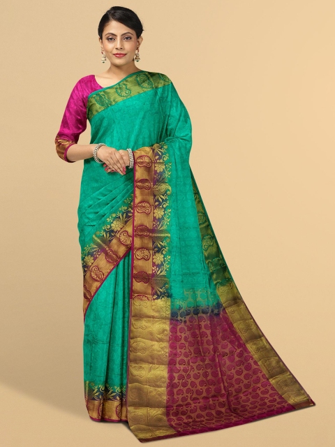 

Kalamandir Green & Maroon Paisley Zari Banarasi Saree