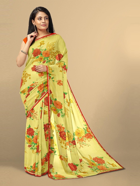 

Kalamandir Yellow & Orange Floral Saree