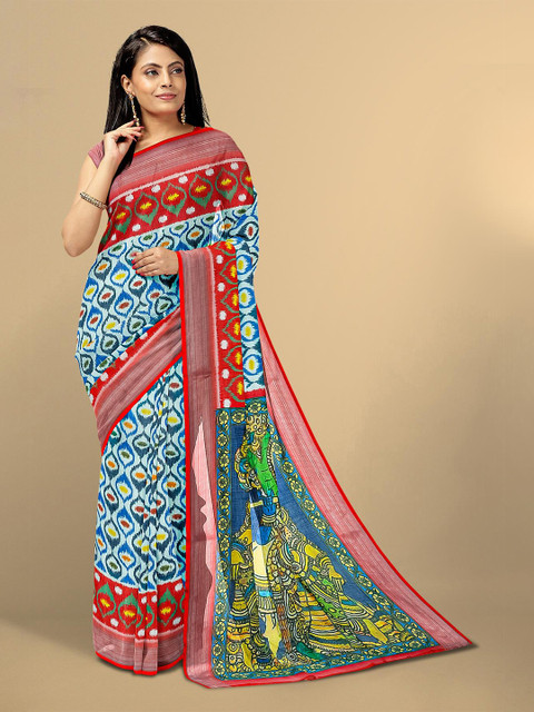 

Kalamandir Multicoloured Zari Pure Linen Saree, Multi