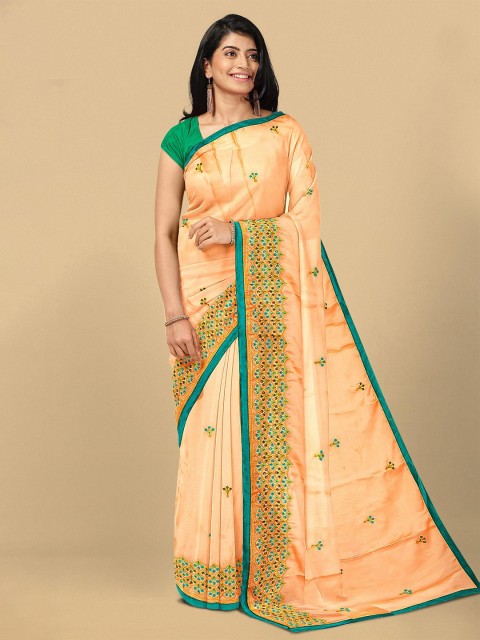 

Kalamandir Orange & Blue Floral Pure Georgette Saree